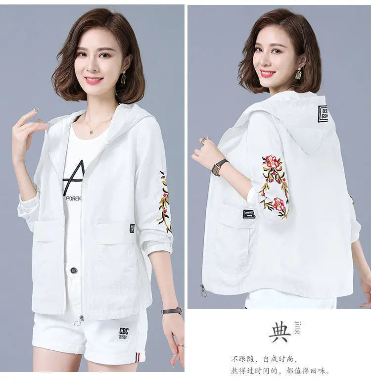 Summer Jackets For Women 2025 Outerwears Cool Thin Coat Middle Aged Mother Clothes Korea Fashion Women's Clothing Embroidery