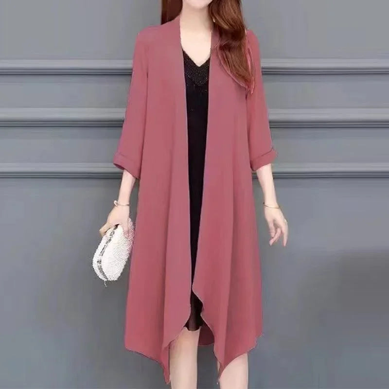 Summer Sun Protection Clothing Women Chiffon Cardigan Half Sleeve Blouse Shirts Ladies Shawl Female Tops Women Loose Thin Coats