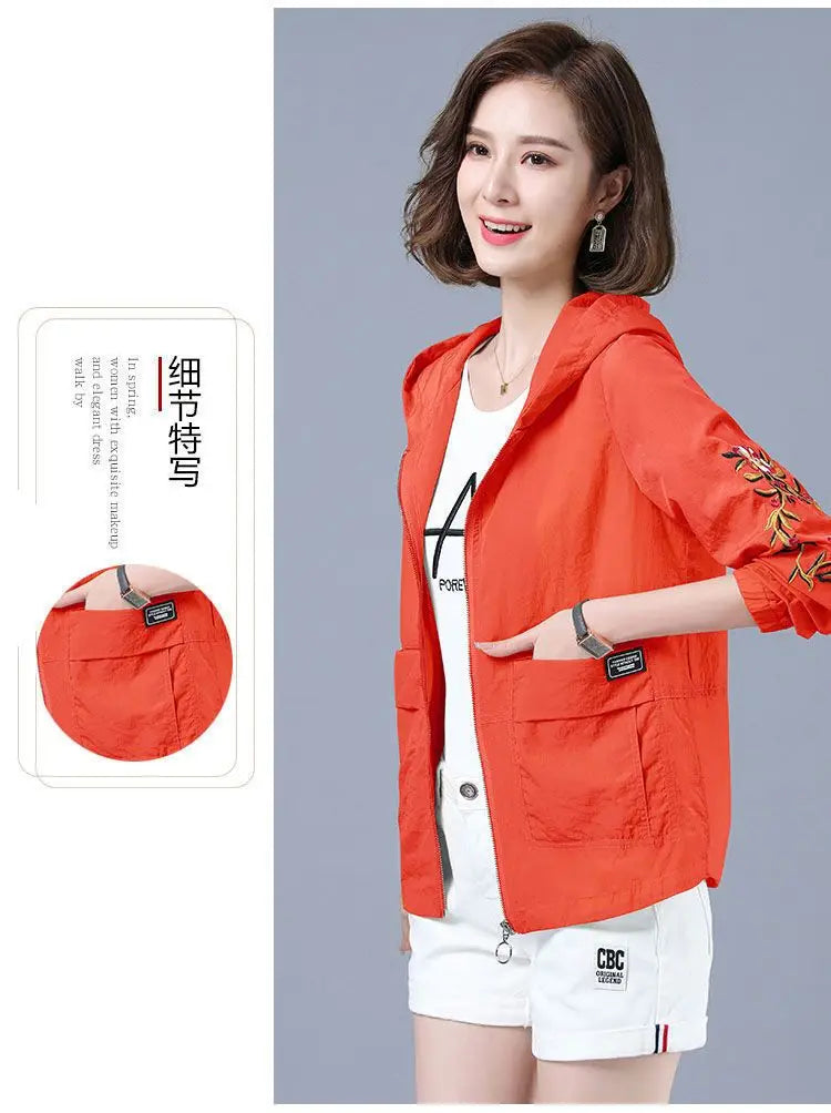 Summer Jackets For Women 2025 Outerwears Cool Thin Coat Middle Aged Mother Clothes Korea Fashion Women's Clothing Embroidery
