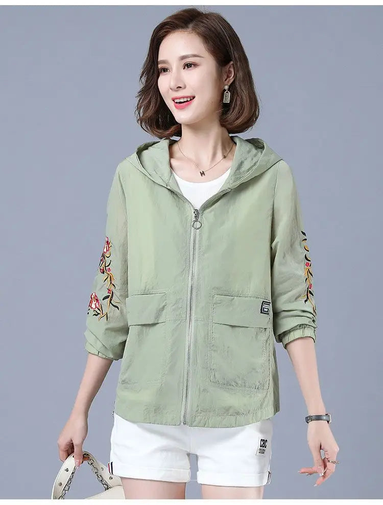 Summer Jackets For Women 2025 Outerwears Cool Thin Coat Middle Aged Mother Clothes Korea Fashion Women's Clothing Embroidery