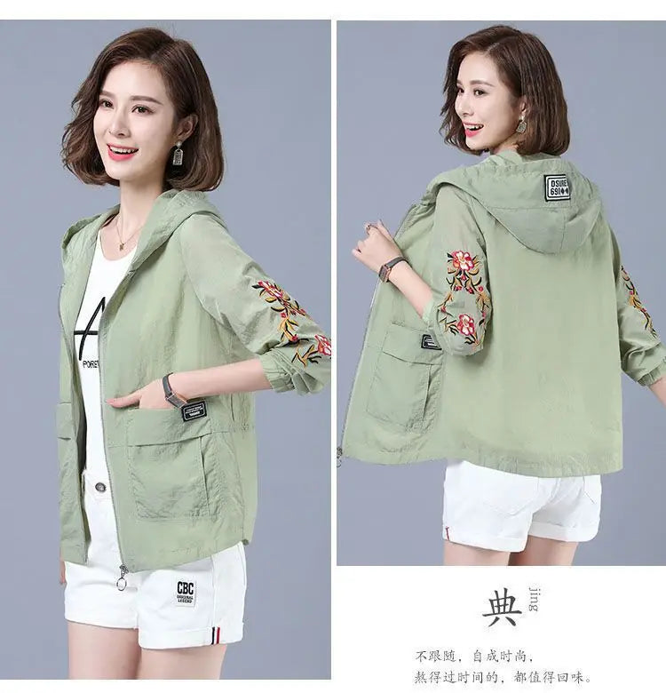 Summer Jackets For Women 2025 Outerwears Cool Thin Coat Middle Aged Mother Clothes Korea Fashion Women's Clothing Embroidery